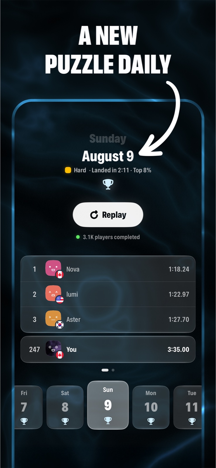 Evershift Daily puzzle results screenshot thumbnail